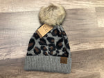 Leopard Print Pom C.C. Beanie