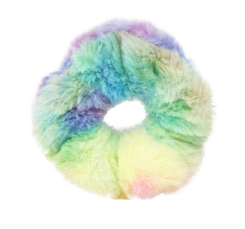 Rainbow Faux Fur Scrunchie