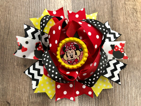 Girl mouse inspired bow red,black, and yellow