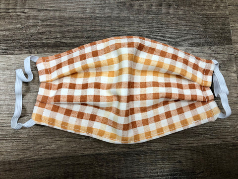 Burnt Orange & Golden Plaid Mask