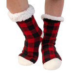 Red Plaid Plush Sock