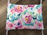 Moisture Wicking Mask - Watercolor Flowers Pink and Blue