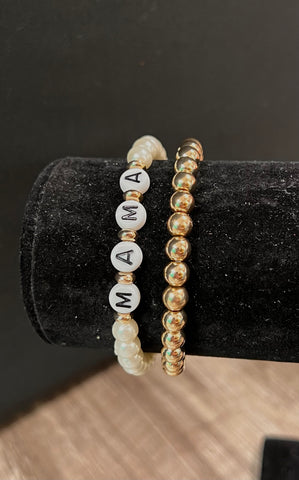 Mama Pearl and Gold Bracelet Set