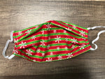 Red & Green Christmas Stripes with Snowflakes Mask