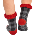 Grey Plaid Plush Sock