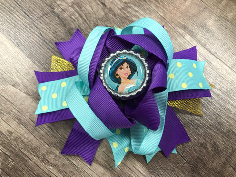 Purple and blue princess inspired bow