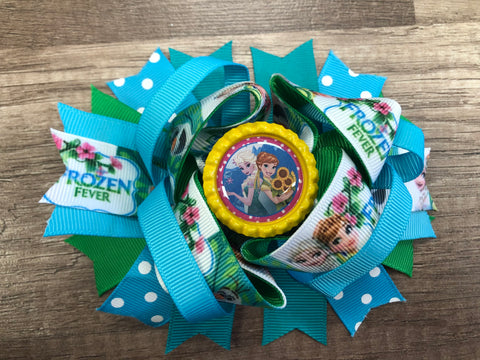 Blue and green princess inspired bow