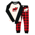 Moose Plaid Kid PJ Set