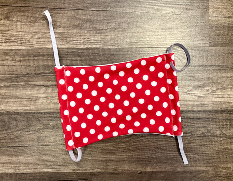 Moisture Wicking Mask - Red and White Polkadots