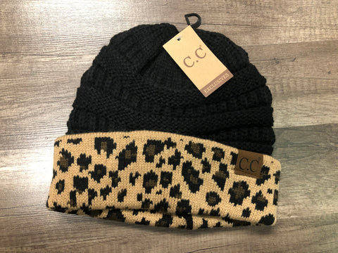 Cuff Leopard Print C.C. Beanie