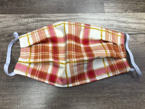 Red and Gold Plaid Mask