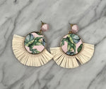 Pink Palm Leaf Earrings