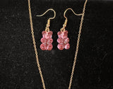 Pink Gummy Bear Earring and Necklace Set