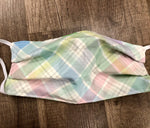Green Watercolor Plaid Face Mask