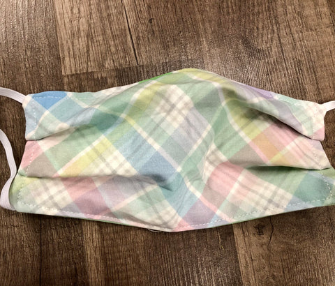 Green Watercolor Plaid Face Mask