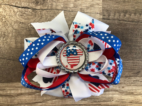 Girl mouse patriotic bow