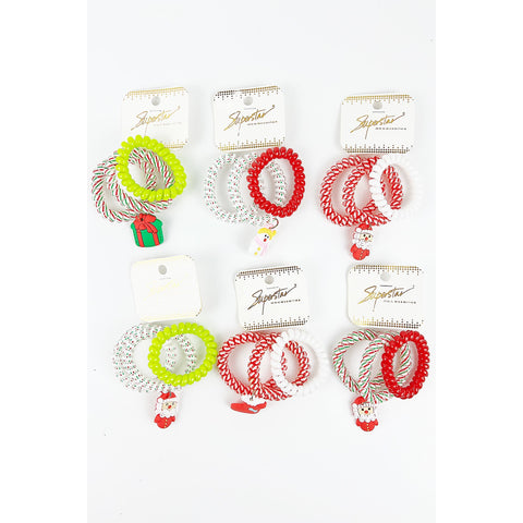 CHRISTMAS CHARM SPIRAL HAIR TIE